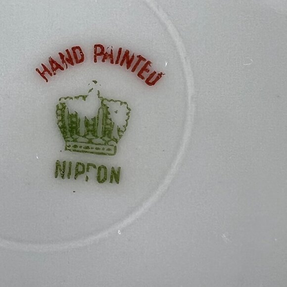 Set Of 2 Hand Painted Nippon Porcelain Plates With Art Deco Floral Designs VTG - Picture 5 of 8